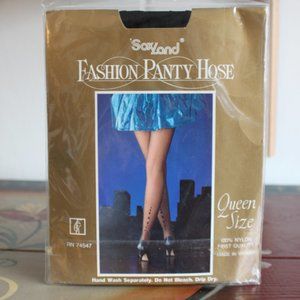Panty Hose 1980's vintage black Rhinestone Sox Land up to 250 pounds sexy retro
